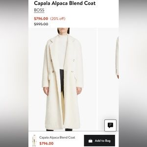 ISO!!! Hugo Boss Capala Alpaca Blend Coat in Soft Cream